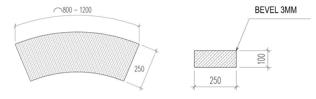 MCC Curved Channel 800-1200x250x100mm