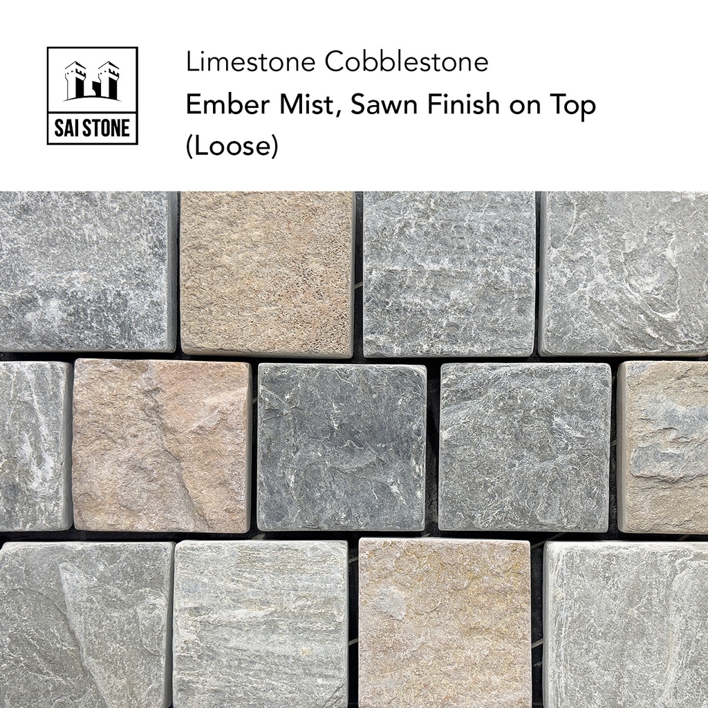 Ember Mist Quartz, ON TOP SURFACE,SAWN OTHER SIDES TUMBLED100X100X18-22MM