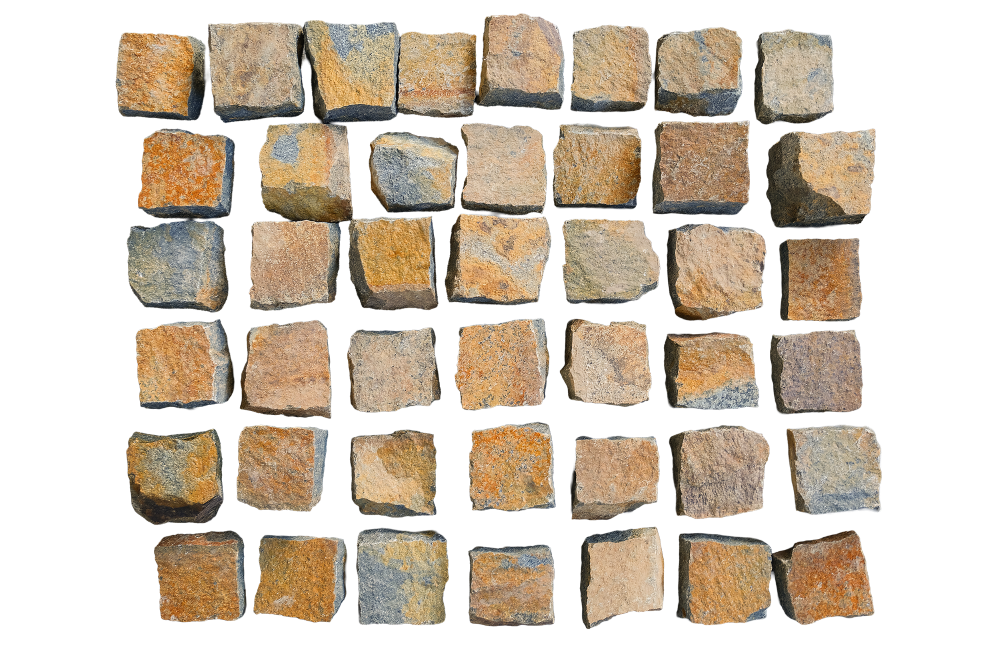 Queensland Porphyry Brown,  cobble stone , 90x90x40-70mm